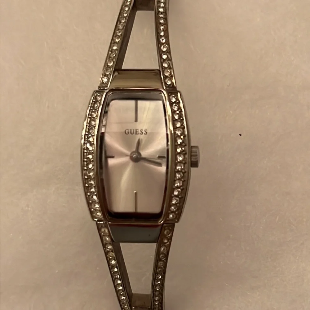 GUESS Womens Silver Tone Watch with Rhinestones